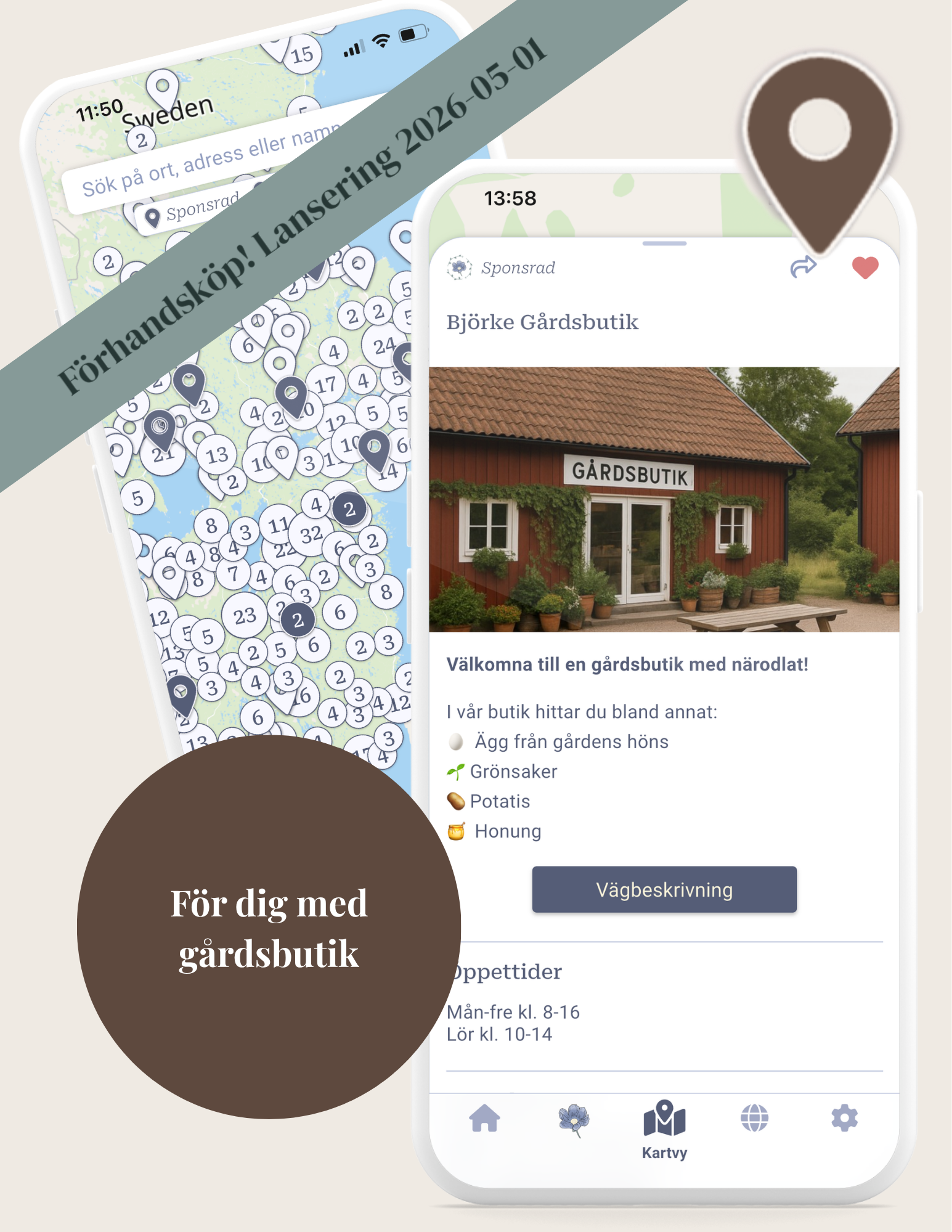 Gårdsbutik i kartan i 6 månader  (inkl moms)